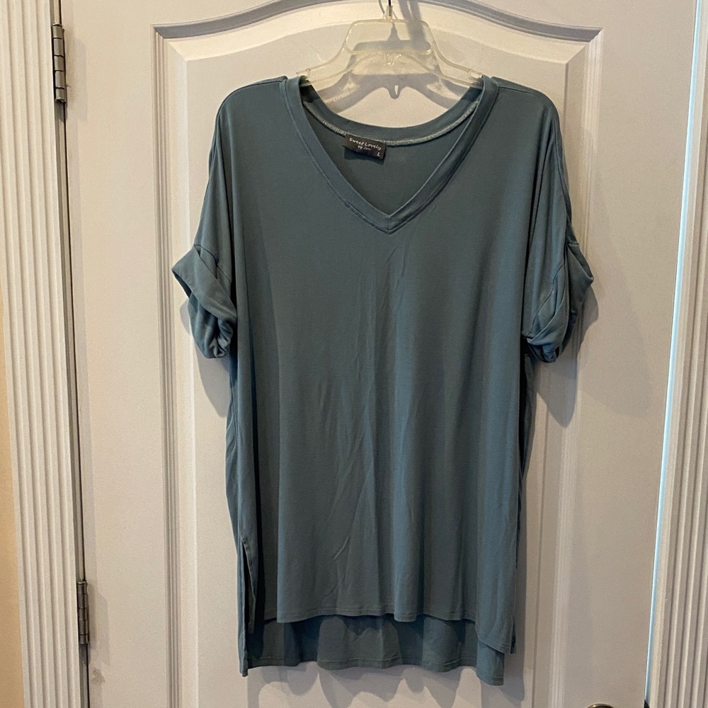 Seafoam Green V-Neck Women's Top